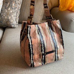 Puntotres Snakeskin Bucket Bag